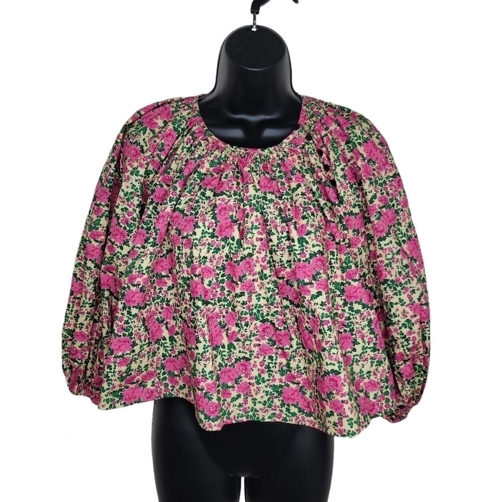 Zara Bloom into style floral long sleeve crop top size Xs